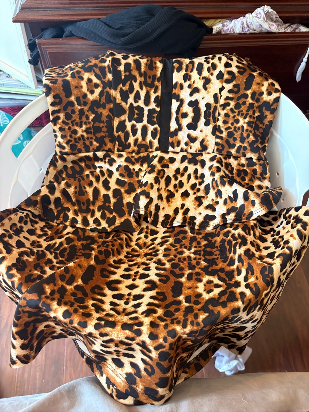 Leopard Print Strapless Mini Dress - Bold Animal Print with a Mesh Cleavage